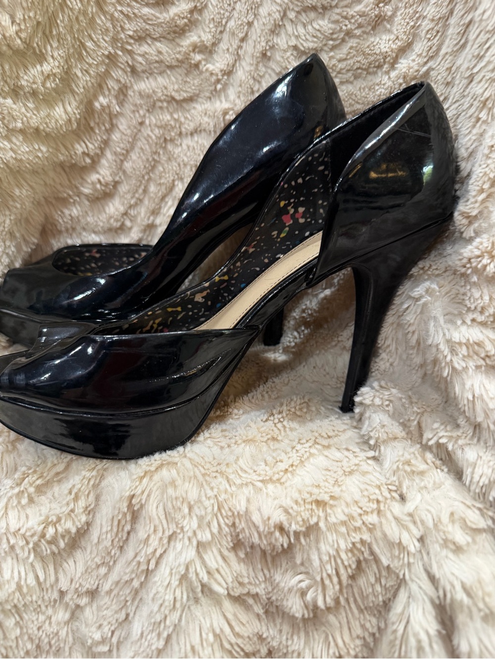 Black Patent High Heel Platform Pumps - Women